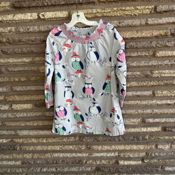 Mini Boden Girls Owl Dress Smocked Yoke Size 5-6X - Picture 2 of 7